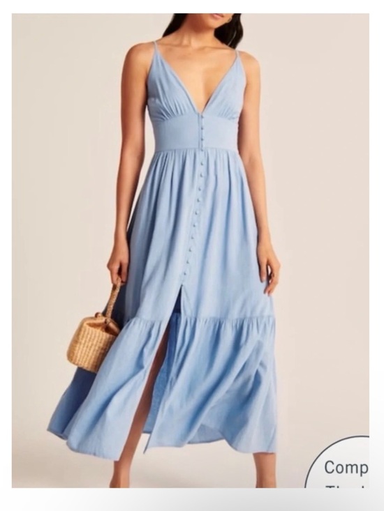 Abercrombie & Fitch Dresses & Skirts - Abercrombie and Fitch Light Blue Spaghetti Strap Button-Front Maxi Dress
